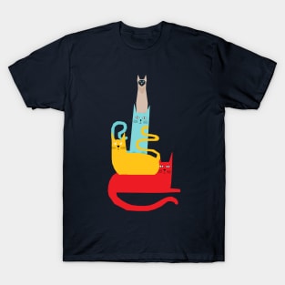 Curious Colorful Cats Funny T-Shirt